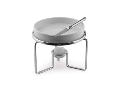 Rechaud para queijo Brie Inox de 15 cm com Faca 